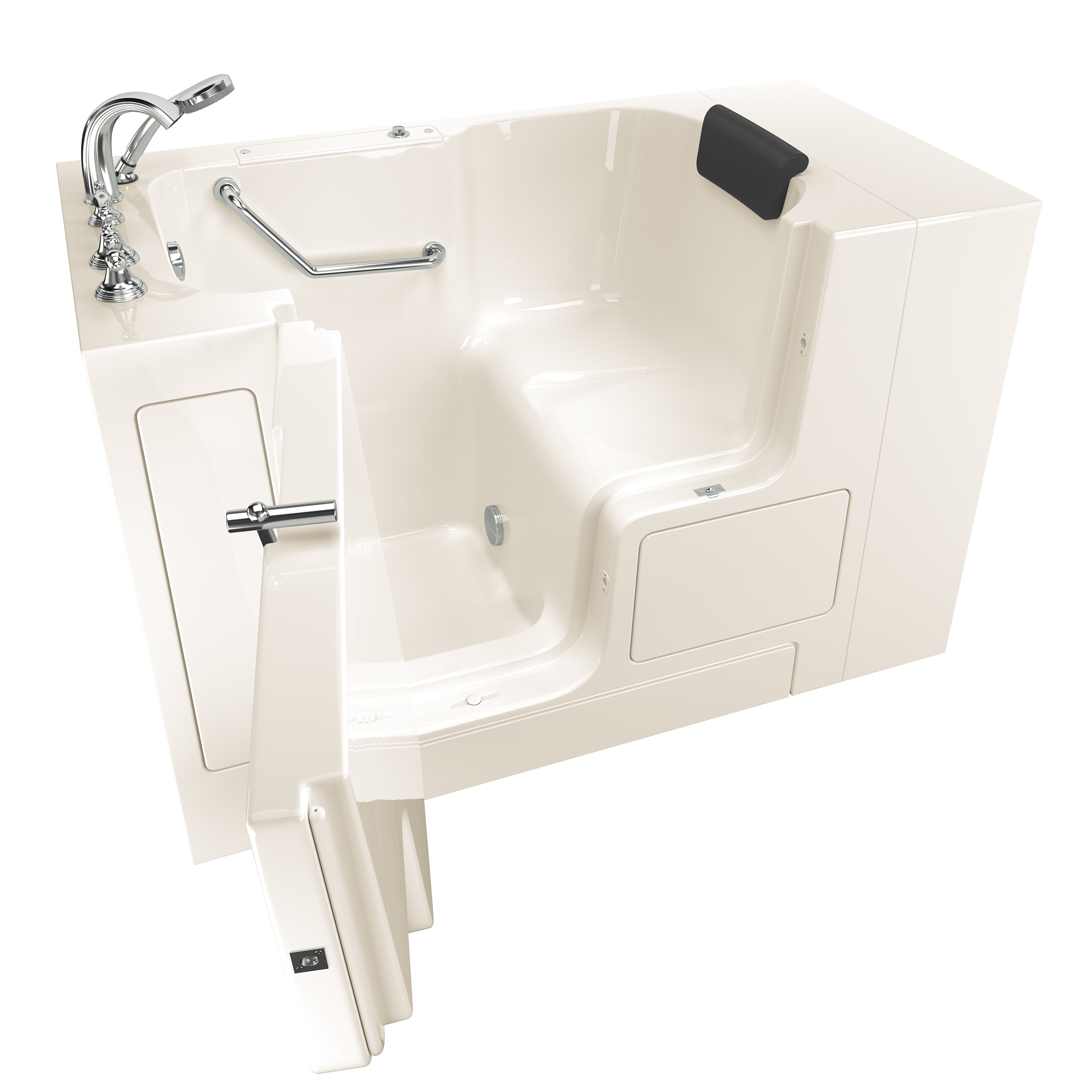 Gelcoat Premium Series 32 x 52  Inch Walk in Tub With Soaker System   Left Hand Drain With Faucet WIB LINEN